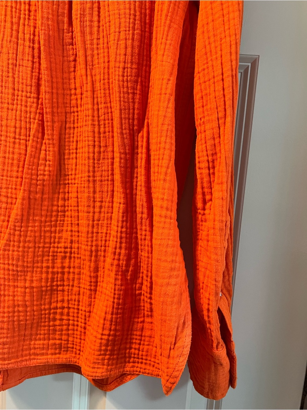 J.Crew Classic Bright Orange Double-Gauze Button-Up / Size 6 - Picture 6 of 14